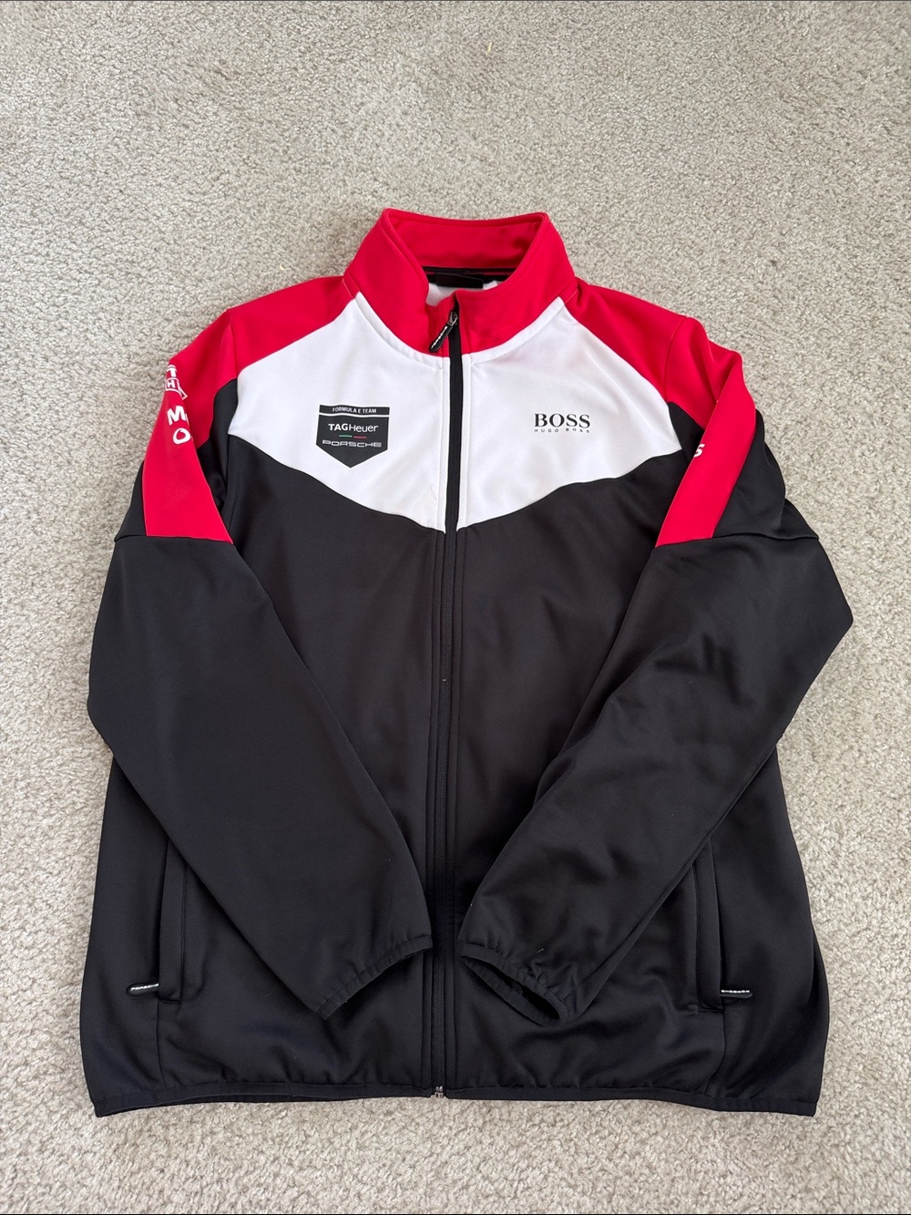 BOSS Black White and Red Colorblock Performance Jacket-PORSCHE